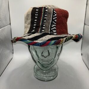 The Collection Royal Patchwork Bucket Hat Multi Color Woven Boho Nepal Hippie